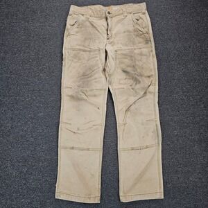 Carhartt Relaxed Fit Double Knee Work Pants Tan Canvas 34x32 Distressed 102802